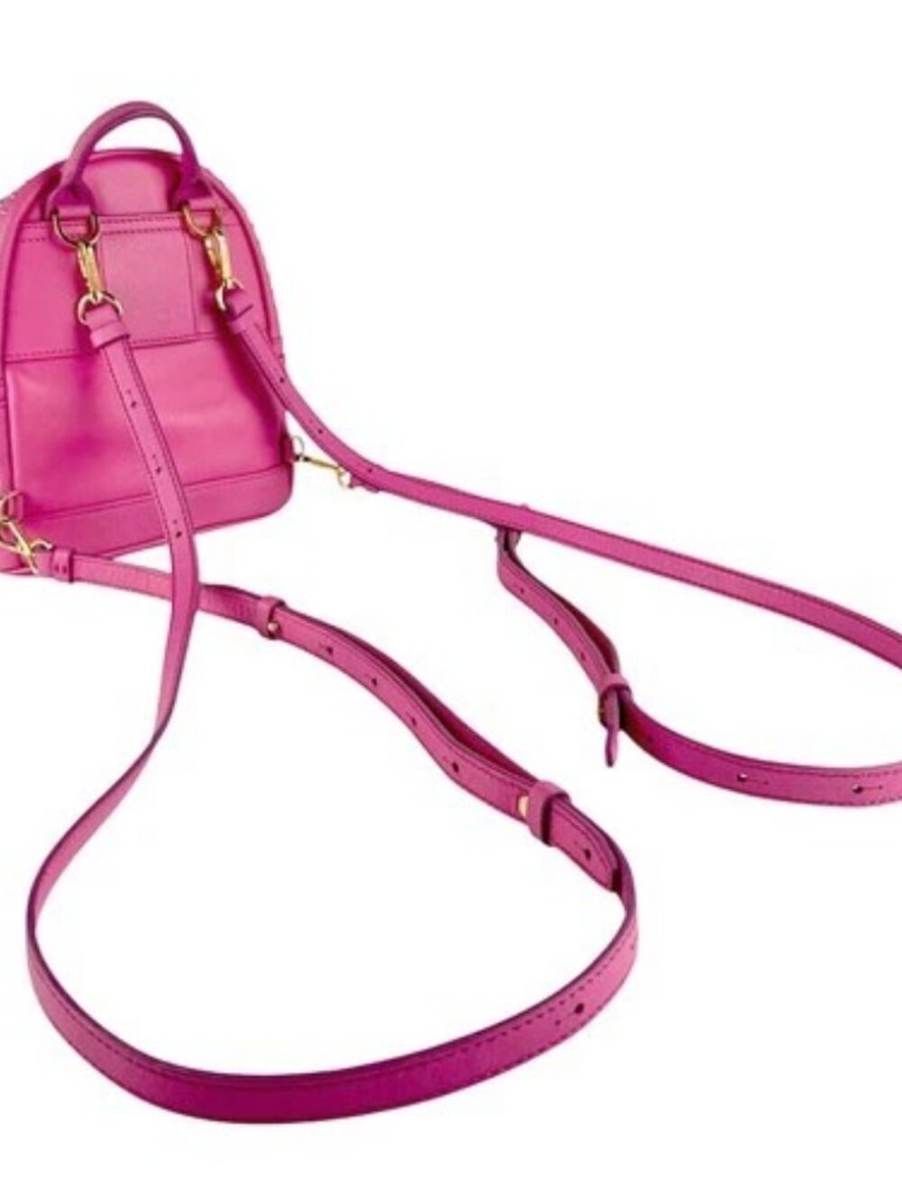Auth MCM Backpack Pink/Gold Leather/Metal - z9383 - Picture 10 of 13